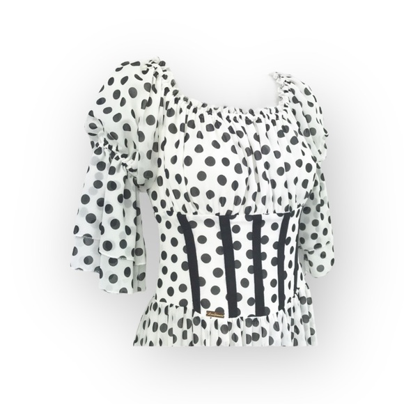 new Babylon Les Femmes ☻ Burlesque Corset Cocktail Dress ☻︎ Black Polka Dots ☻︎ - Picture 7 of 16